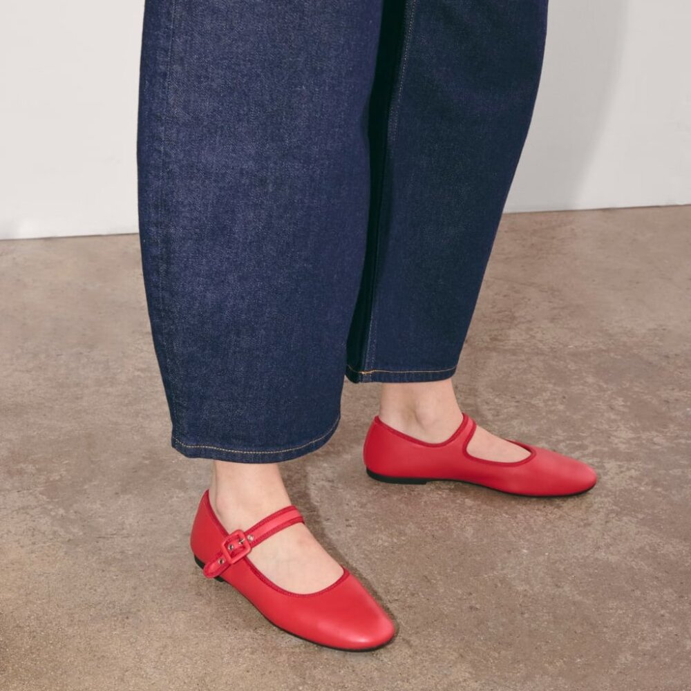 Everlane Day Buckle Mary Jane in Classic Red, Size 8.5, Leather